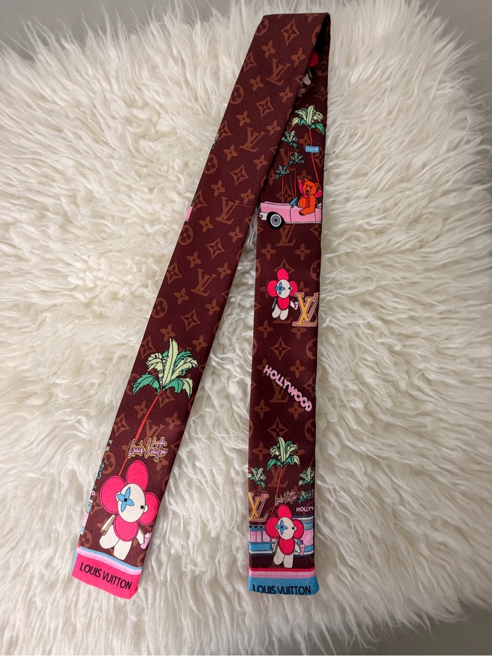 Brown Monogram x Cartoon Floral Bandeau Scarf